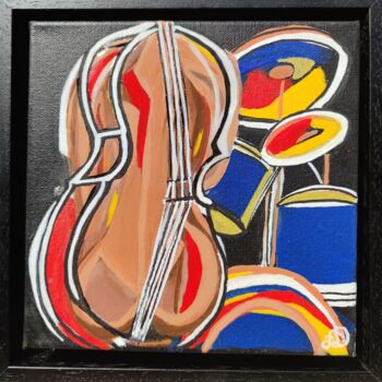 Painting titled "Musique Jazz" by Artedelph, Original Artwork, Acrylic Mounted on Wood Stretcher frame