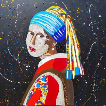 Painting titled "La jeune fille à la…" by Artedelph, Original Artwork, Acrylic Mounted on Wood Stretcher frame