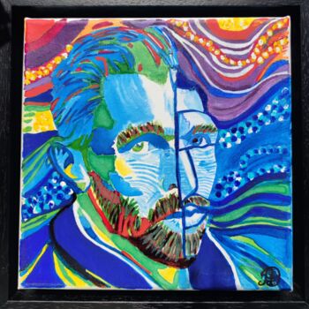 Schilderij getiteld "Van Gogh, portrait…" door Artedelph, Origineel Kunstwerk, Acryl Gemonteerd op Frame voor houten brancard