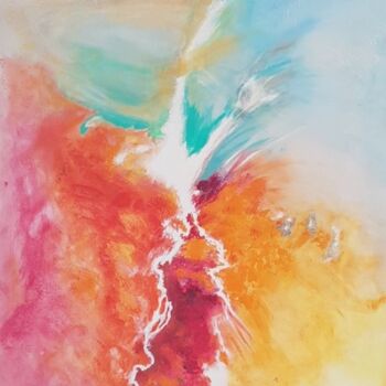 Painting titled "Fleuve Coloré Abstr…" by Déla, Original Artwork, Acrylic