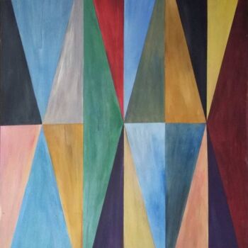 Pittura intitolato "Arcobaleno geometri…" da Delab, Opera d'arte originale, Acrilico Montato su Telaio per barella in legno