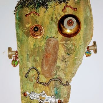 Sculpture titled "GUEULE CASSEE" by Catherine Delaforge (KTY95), Original Artwork, Wood