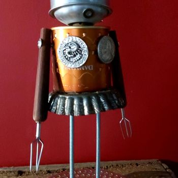 Escultura titulada "ROBOTE..." por Catherine Delaforge (KTY95), Obra de arte original, Metales