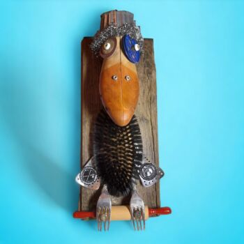 Skulptur mit dem Titel "LE TOUCAN" von Catherine Delaforge (KTY95), Original-Kunstwerk, Holz