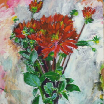Painting titled "FLEUR 6" by Remi Delaplace, Original Artwork, Acrylic Mounted on Wood Stretcher frame