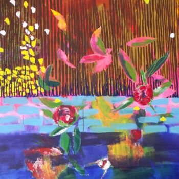 Картина под названием "Fleur, nature" - Remi Delaplace, Подлинное произведение искусства, Акрил Установлен на Деревянная рам…