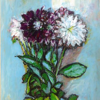 Painting titled "Fleur 5" by Remi Delaplace, Original Artwork, Acrylic Mounted on Wood Stretcher frame