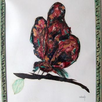 Painting titled "pipillon réalisé av…" by Delaval, Original Artwork