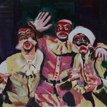 Pittura intitolato "Comedia Dell'Arte 1" da Christian Delavelle, Opera d'arte originale, Acrilico