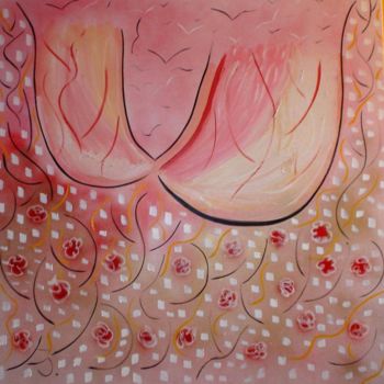 Painting titled "Rose" by Delechat, Original Artwork