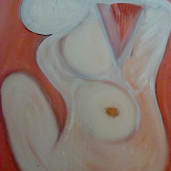 Painting titled "Rose" by Delechat, Original Artwork, Oil