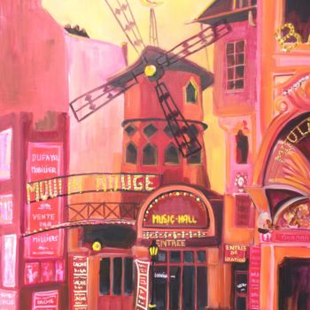 Pintura titulada "le moulin rouge.jpeg" por Corinne Bonsens, Obra de arte original, Acrílico