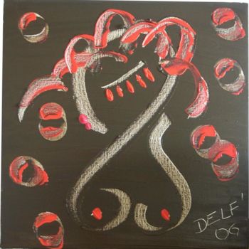 Painting titled "Femme à courbes rou…" by Delf, Original Artwork