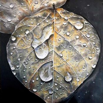 Painting titled "Autumn leaf" by Della Camilleri, Original Artwork, Acrylic