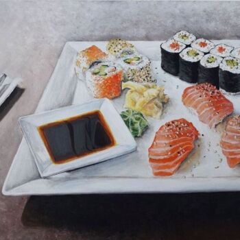 Painting titled "Sushi" by Della Camilleri, Original Artwork, Acrylic