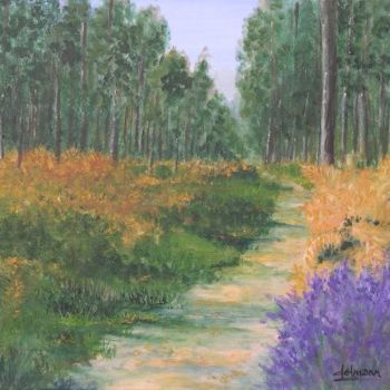 Peinture intitulée "Chemin de forêt" par Jean-Marie Delmann, Œuvre d'art originale