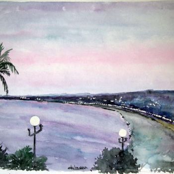 Painting titled "Nice By night" by Jean-Marie Delmann, Original Artwork