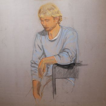 Dessin intitulée "Мужской портрет." par Aleksei Zaletov, Œuvre d'art originale, Pastel