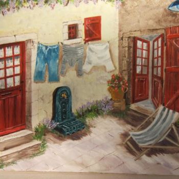Peinture intitulée "Les portes rouges" par Marie Hélène, Œuvre d'art originale, Huile