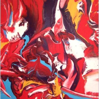 Painting titled "Red 05" by Delphine Bernard, Original Artwork