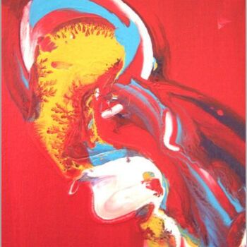 Painting titled "Red 06" by Delphine Bernard, Original Artwork