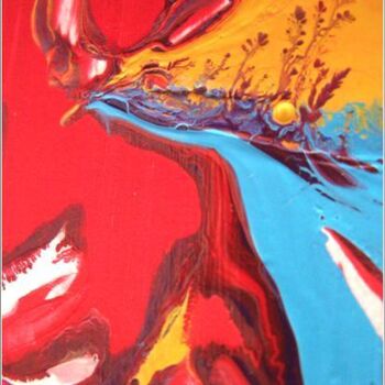 Painting titled "Red 08" by Delphine Bernard, Original Artwork