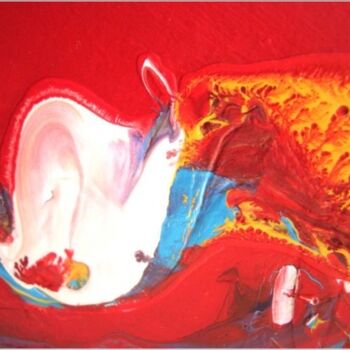 Painting titled "Red 13" by Delphine Bernard, Original Artwork