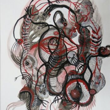 Peinture intitulée "sans queue ni tête…" par Delphine Cadoré, Œuvre d'art originale