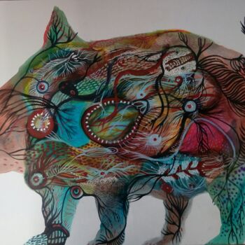 「Étrange animal」というタイトルの絵画 Delphine Cadoréによって, オリジナルのアートワーク