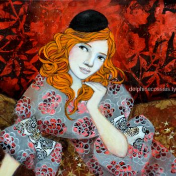 Peinture intitulée "Rouge Idole" par Delphine Cossais, Œuvre d'art originale, Acrylique