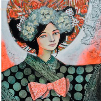 Painting titled "Tokio Kimono" by Delphine Cossais, Original Artwork, Acrylic