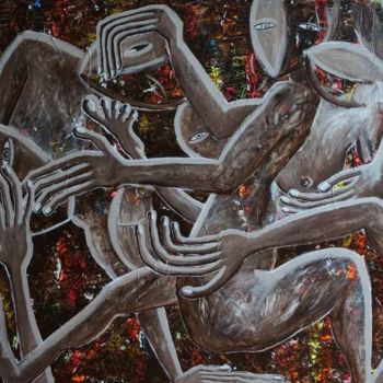 Картина под названием "Charivari" - Delphine Dessein, Подлинное произведение искусства, Акрил Установлен на Деревянная рама…