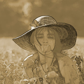 Photographie intitulée "Femme dans un champ…" par Delphine Dlf, Œuvre d'art originale