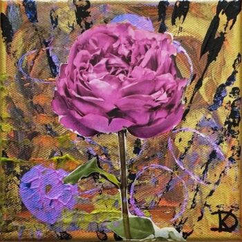 Malerei mit dem Titel "Rose" von Delphine Kammerlocher, Original-Kunstwerk, Acryl Auf Keilrahmen aus Holz montiert