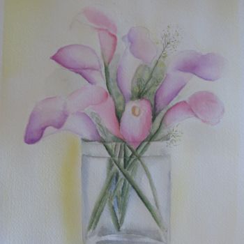 Painting titled "Vase" by Delphine L, Original Artwork, Watercolor