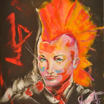 Painting titled "Punk" by Del-Art, Original Artwork, Oil