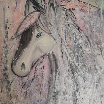 Painting titled "Pegasus" by Delphine Maranon, Original Artwork, Acrylic