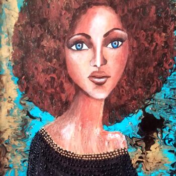 Peinture intitulée "Femme aux yeux bleus" par Delphine Portier, Œuvre d'art originale, Acrylique