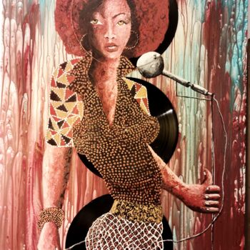 Pittura intitolato "Jazz Woman" da Delphine Portier, Opera d'arte originale, Acrilico