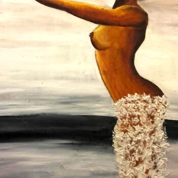 Pintura intitulada "Femme de l'océan" por Delphine Portier, Obras de arte originais, Acrílico