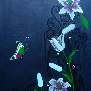 Painting titled "Lys" by Delphine Ribatto, Original Artwork, Acrylic
