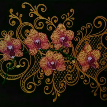 Painting titled "Orchidées" by Delphine Ribatto, Original Artwork, Acrylic
