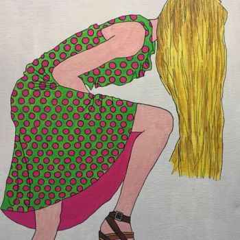 Painting titled "Femme à pois" by Delphine Francois, Original Artwork, Acrylic