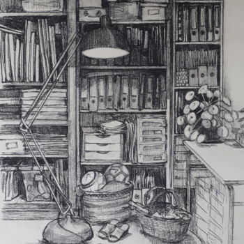 Drawing titled "Reuilly , 10 novemb…" by Delphine Mabed, Original Artwork, Charcoal