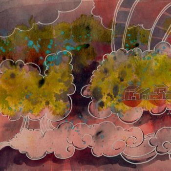Painting titled "paysage-rouge-26oct…" by Delphine Mabed, Original Artwork