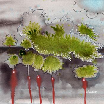 Painting titled "paysage-gris- 26 oc…" by Delphine Mabed, Original Artwork, Watercolor