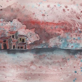 Painting titled "2016 paysage 27 jan…" by Delphine Mabed, Original Artwork, Watercolor