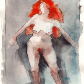 Painting titled "2016 03 23 Rousse.j…" by Delphine Mabed, Original Artwork, Watercolor
