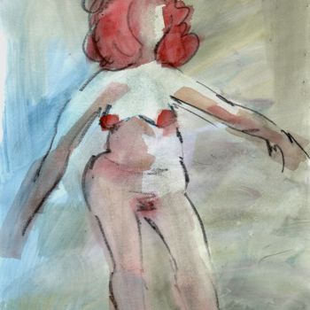 Painting titled "2016 04 rousse.jpeg" by Delphine Mabed, Original Artwork, Watercolor