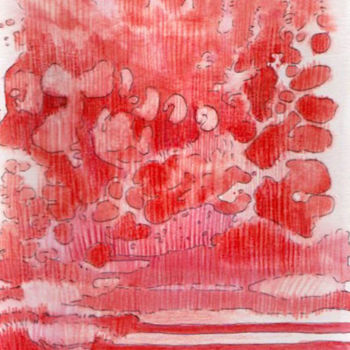 Painting titled "Arbre rouge" by Delphine Mabed, Original Artwork, Watercolor
